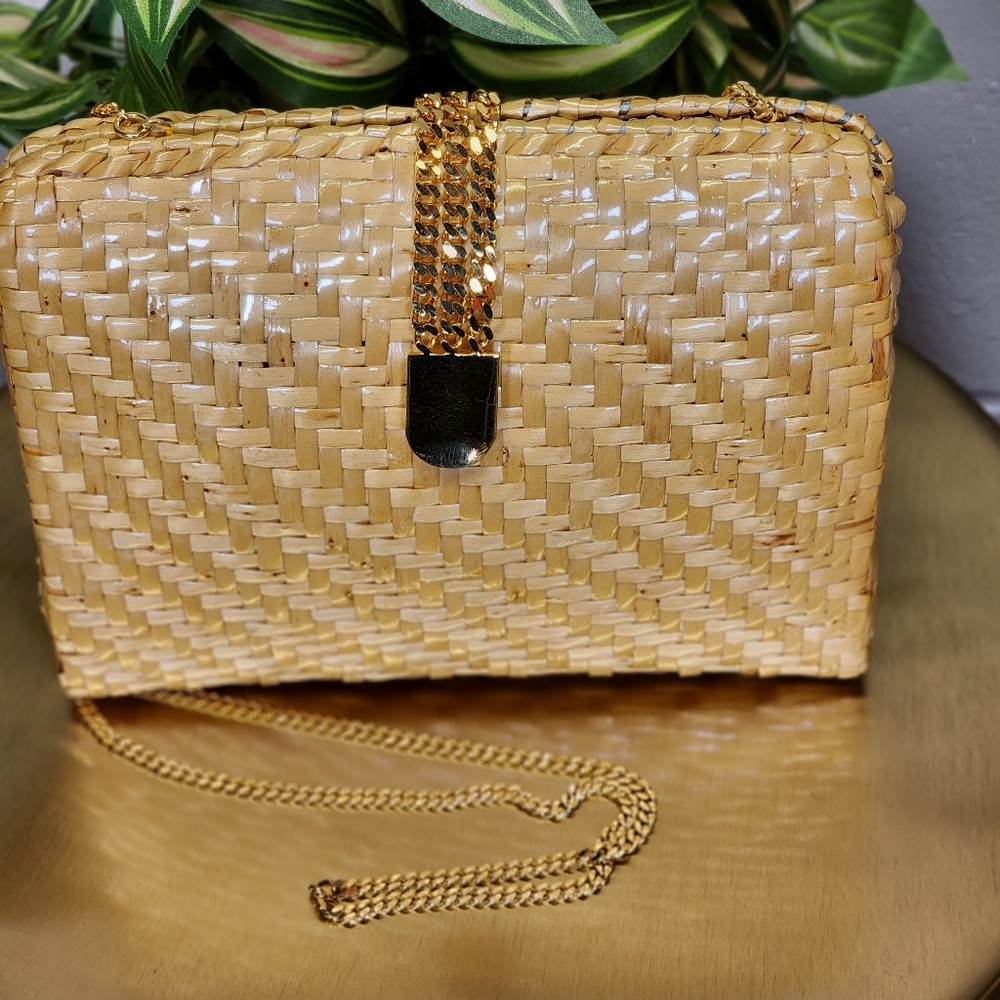 Ginnie Johansen Designs Vintage Hard Wicker Handbag